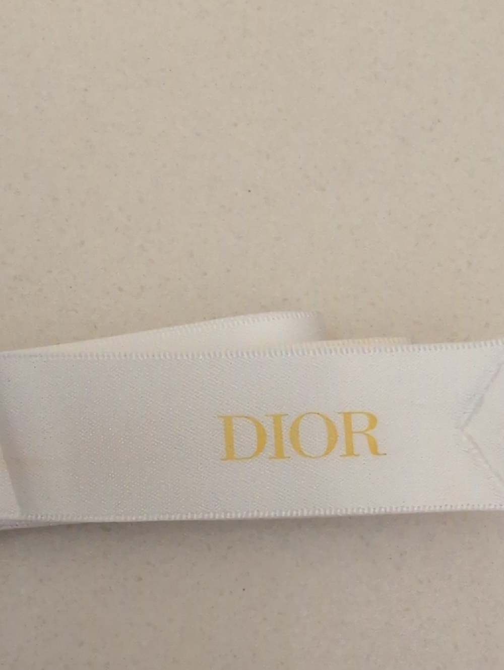 Dior White Satin Ribbon with Gold Logo